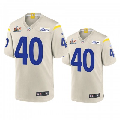 Los Angeles Los Angeles Rams #40 Von Miller Men's Super Bowl LVI Patch Nike Game NFL Jersey - Bone Men's